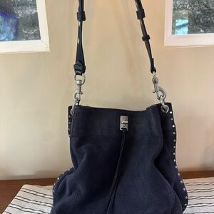 Rebecca Minkoff Darren Shoulder Bag, Midnight Blue Suede